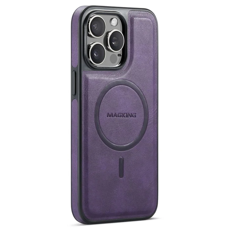 Maging K1 Series Pour Iphone 12 Pro Max Magnetic Case pc + Tpu + pu le Cuir Amorti - Violet
