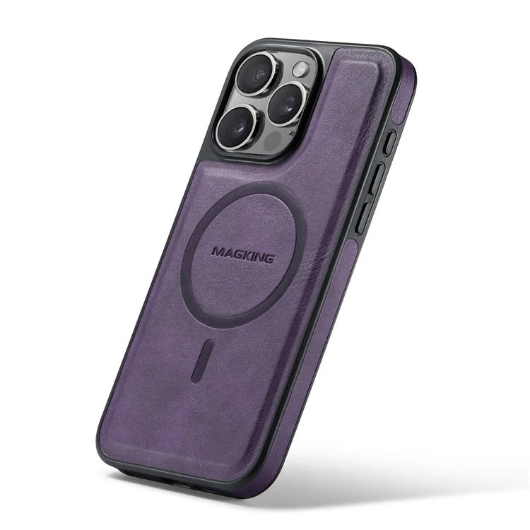 Maging K1 Series Pour Iphone 12 Pro Max Magnetic Case pc + Tpu + pu le Cuir Amorti - Violet