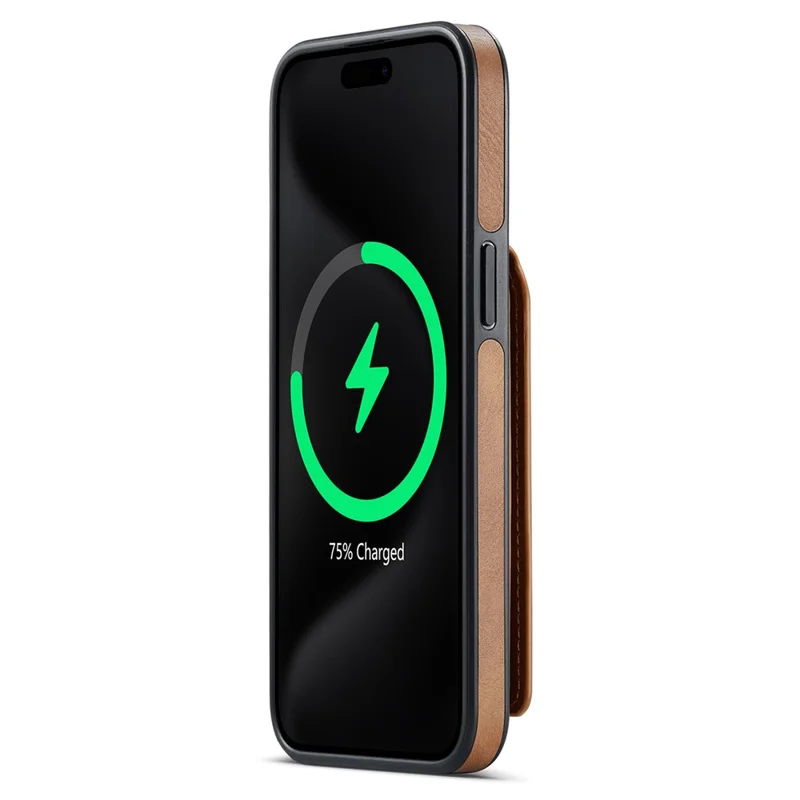 MAGKING K1 Series For iPhone 16 Pro Caso Magnético de PC+TPU+PU com Suporte para Cartão - Marrom