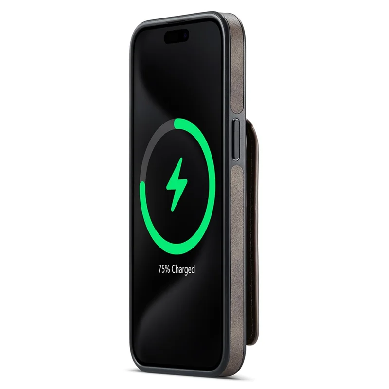 Maging K1 Series Pour Iphone 15 Pro Magnetic Case pc + Tpu + pu Téléphone Couverture Avec Titulaire de Carte Kickstand - Café