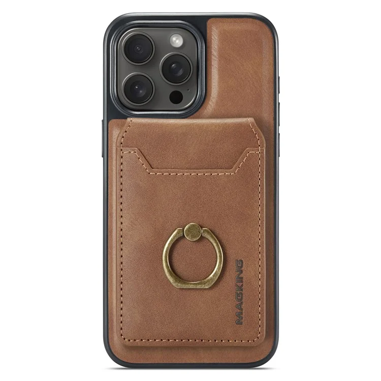 Série K1 de Agustador Para Iphone 14 Pro Max Magnetic Case PC+TPU+PU Capa Pole - Marrom