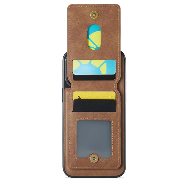 Série K1 de Agustador Para Iphone 14 Pro Max Magnetic Case PC+TPU+PU Capa Pole - Marrom