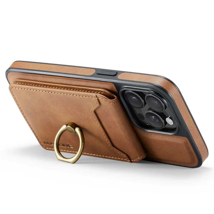 Série K1 de Agustador Para Iphone 14 Pro Max Magnetic Case PC+TPU+PU Capa Pole - Marrom