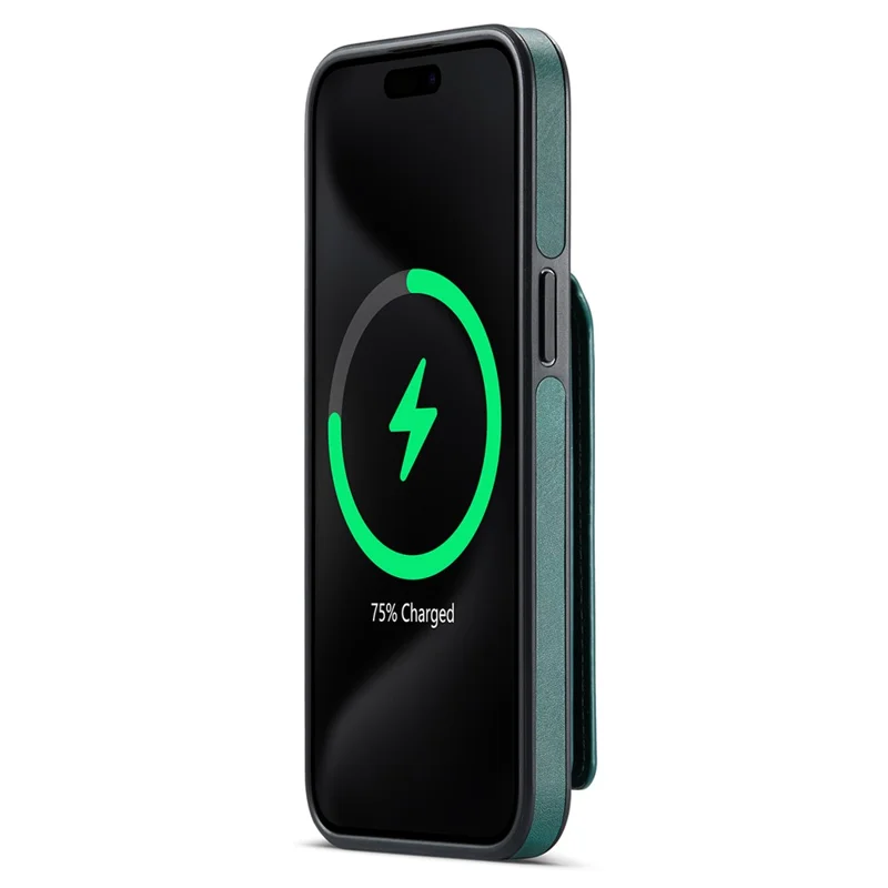 MAGKING K1 Series For iPhone 14 Pro Max Magnetic Case PC+TPU+PU Phone Cover with Card Holder Kickstand - Green