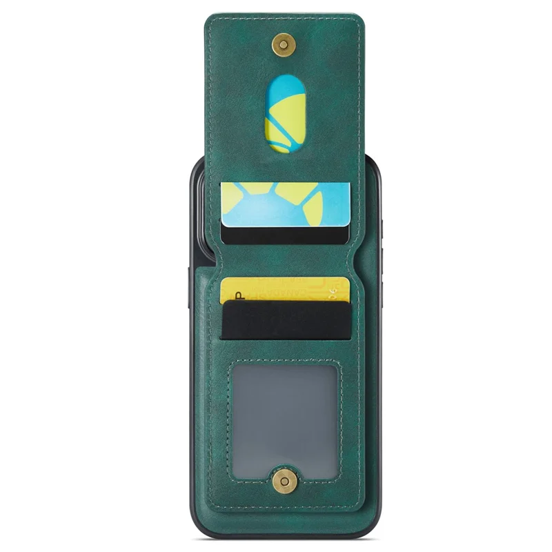 MAGKING K1 Series For iPhone 14 Pro Max Magnetic Case PC+TPU+PU Phone Cover with Card Holder Kickstand - Green