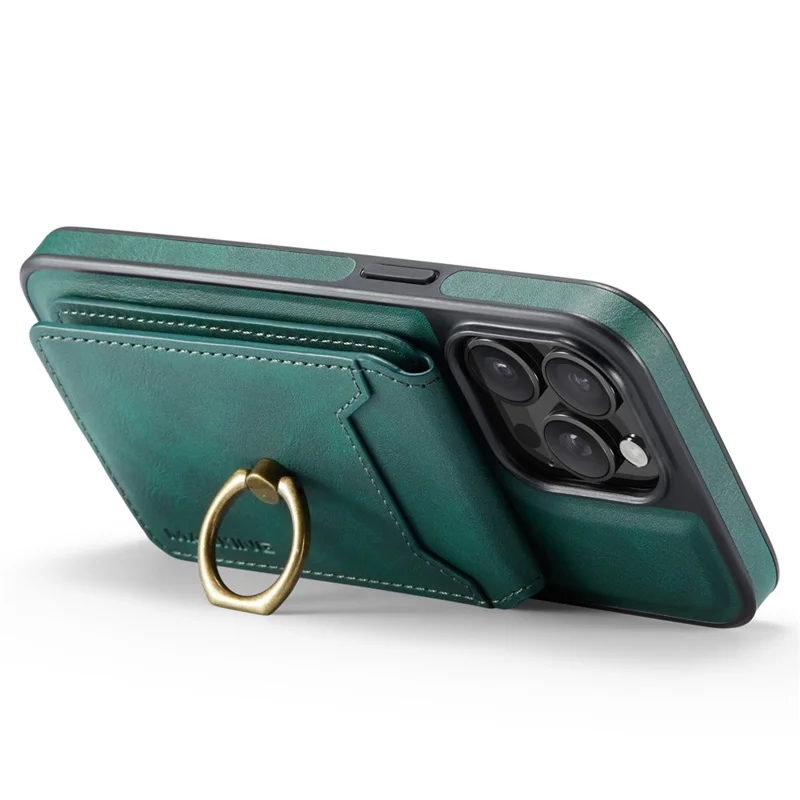 MAGKING K1 Series For iPhone 14 Pro Max Magnetic Case PC+TPU+PU Phone Cover with Card Holder Kickstand - Green