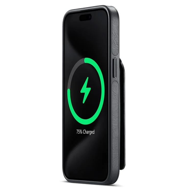 Maging K1 Series Pour Iphone 12 Pro Max Magnetic Case pc + Tpu + pu Téléphone Couverture Avec Porte-carte Kickstand - Noir