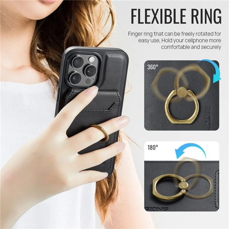 Maging K1 Series Pour Iphone 12 Pro Max Magnetic Case pc + Tpu + pu Téléphone Couverture Avec Porte-carte Kickstand - Noir