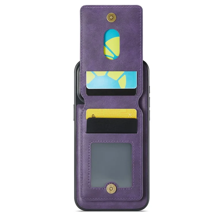 Maging K1 Серия Для Iphone 12 / 12 Pro Magnetic Case PC+TPU+PU Телефонная Крышка с Держателем Карты Kickstand - Фиолетовый