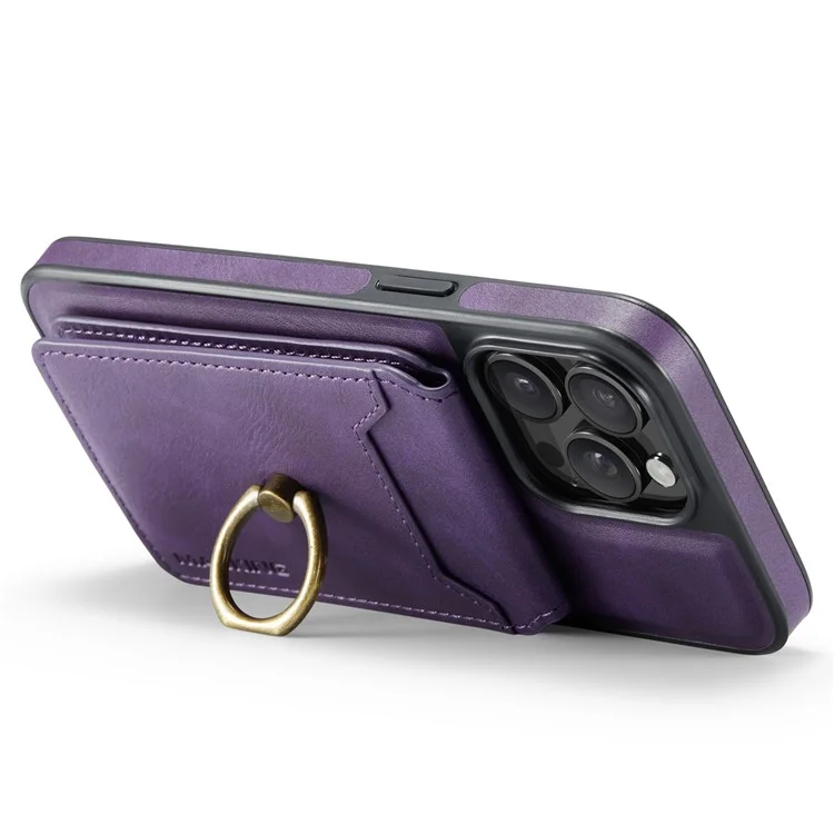 Maging K1 Серия Для Iphone 12 / 12 Pro Magnetic Case PC+TPU+PU Телефонная Крышка с Держателем Карты Kickstand - Фиолетовый