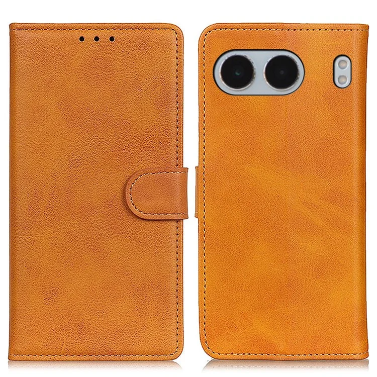 Per OnePlus Nord 4 Stand Wallet Case Cowhide Texture Leather Phone Cover - Marrone