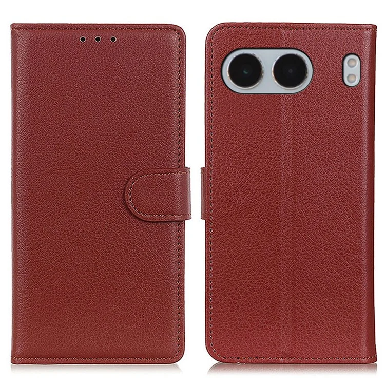 Per OnePlus Nord 4 Wallet Case PU Leather Phone Cover Litchi Texture - Marrone