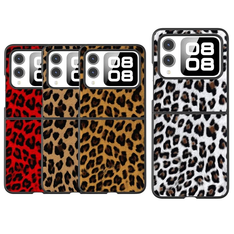 Para Funda Huawei nova Flip 5G Borde Negro Cuero+PC Patrón Leopardo Portada del Teléfono - Oro