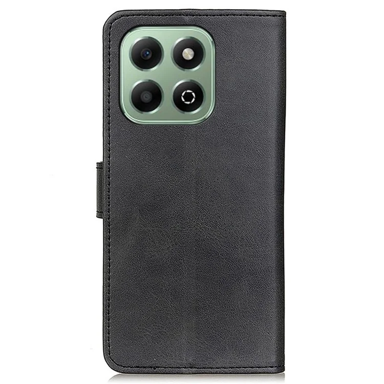 For Honor X6b 4G Stand Wallet Case Cowhide Texture Leather Phone Cover - Black