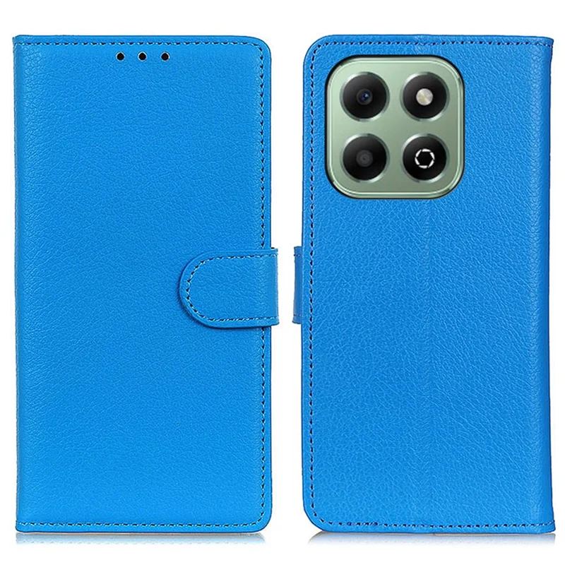 For Honor X6b 4G Wallet Case PU Leather Phone Cover Litchi Texture - Blue