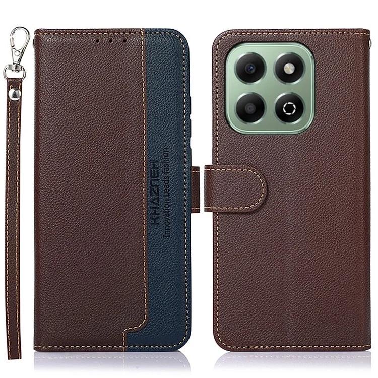 Khazneh Для Honor X6b 4G Case RFID Blocking Wallet Кожаный Телефон Кожаный Телефон - Коричневый