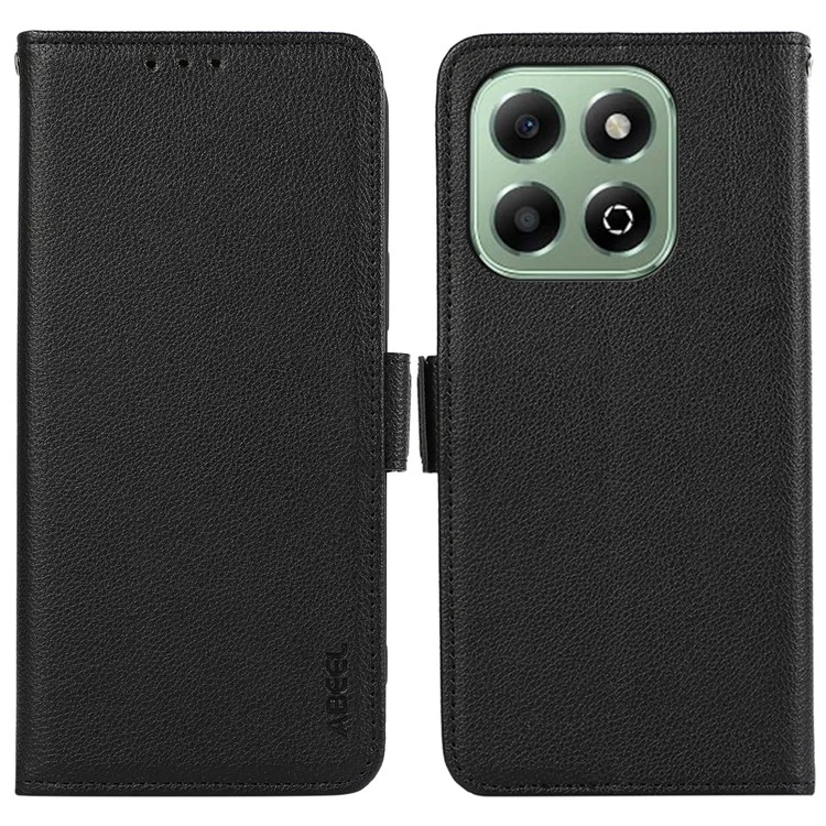 ABEEL For Honor X6b 4G Case Litchi Texture Leather RFID Blocking Phone Cover - Black