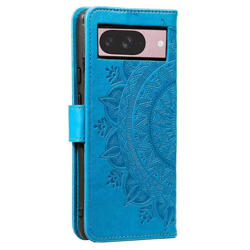 حالة جوجل بكسل 9 / 9 برو منقوشة بو الجلد توتيم حافظة محفظة حامل الهاتف - أزرق