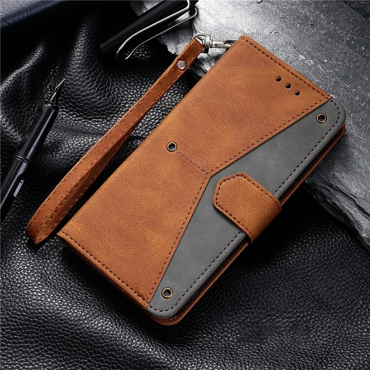 Para Google Pixel 9 / 9 Pro Casa de Cuero de Cuero Cantching Stiting Stand Telete Teléfono Con Correa - Marrón