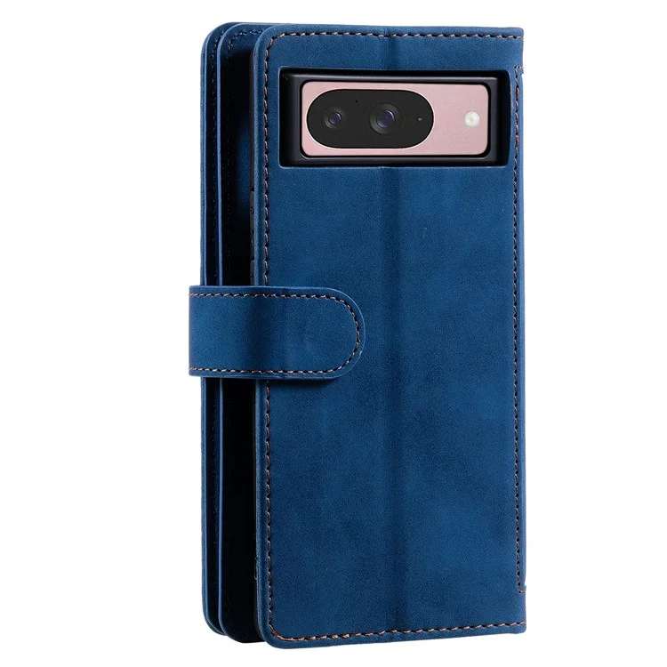 Для Google Pixel 9 / 9 Pro Case PU Кожаная Телефонная Крышка с Кошельком на Молнии 9 Слотов Карт - Синий