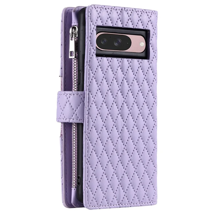 Стиль 012 Для Google Pixel 9 / 9 Pro Case Zipper Wallet PU - Фиолетовый