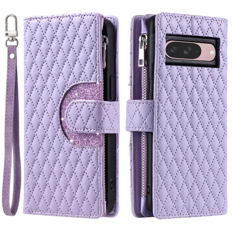 Стиль 012 Для Google Pixel 9 / 9 Pro Case Zipper Wallet PU - Фиолетовый