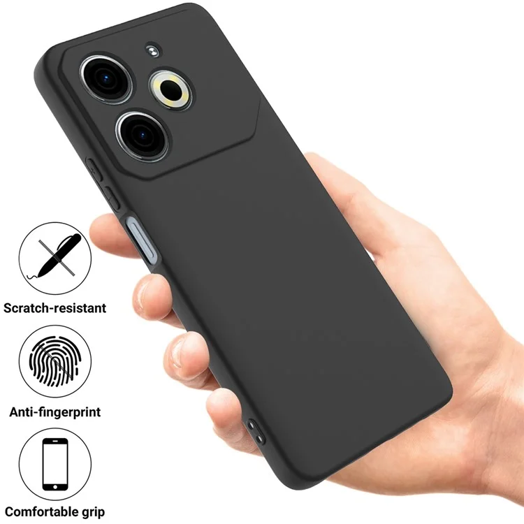 Per TECNO Pova 6 Neo Case Anti-Drop Liquid Silicone Phone Cover con Cinturino - Nero
