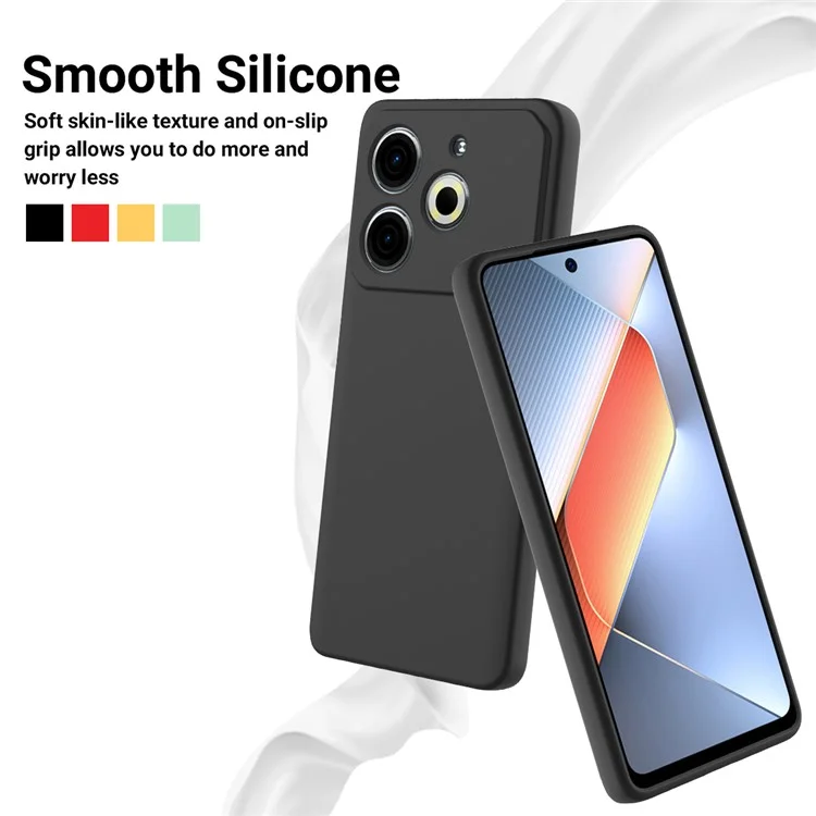 Per TECNO Pova 6 Neo Case Anti-Drop Liquid Silicone Phone Cover con Cinturino - Nero