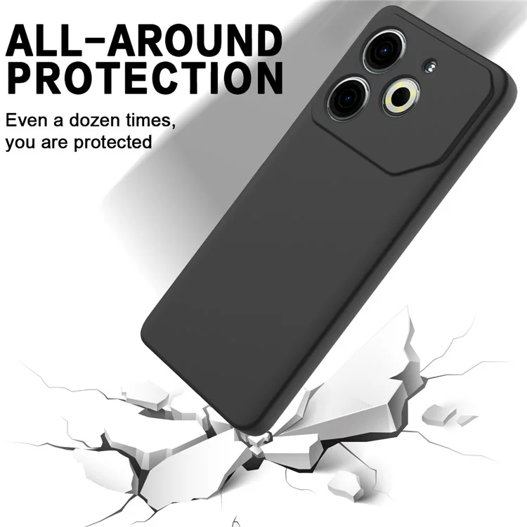 Per TECNO Pova 6 Neo Case Anti-Drop Liquid Silicone Phone Cover con Cinturino - Nero