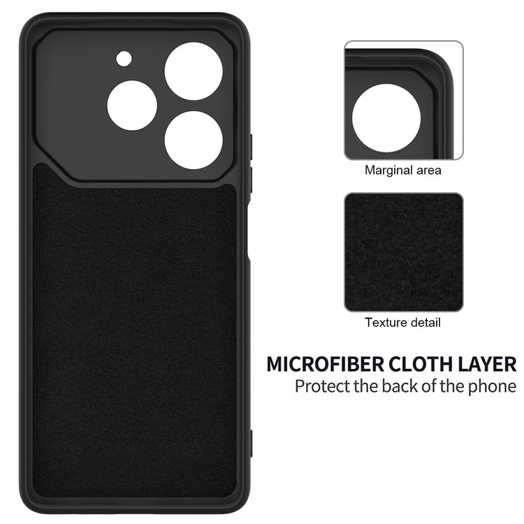 Per TECNO Pova 6 Neo Case Anti-Drop Liquid Silicone Phone Cover con Cinturino - Nero