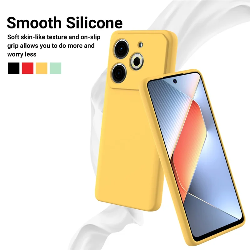 For TECNO Pova 6 Neo Case Anti-Drop Liquid Silicone Phone Cover with Strap - Yellow