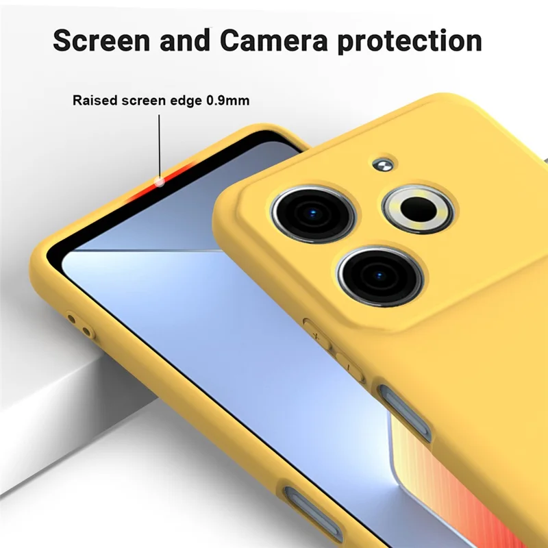 For TECNO Pova 6 Neo Case Anti-Drop Liquid Silicone Phone Cover with Strap - Yellow