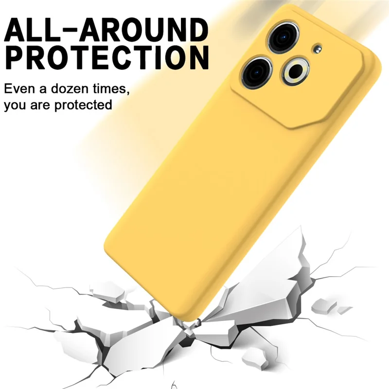 For TECNO Pova 6 Neo Case Anti-Drop Liquid Silicone Phone Cover with Strap - Yellow
