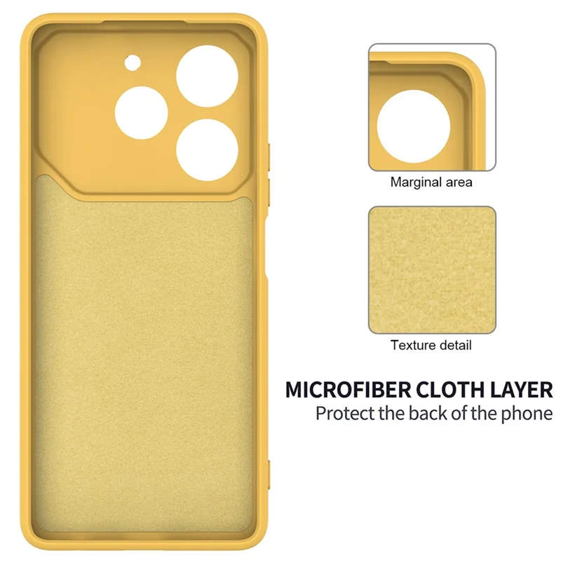 For TECNO Pova 6 Neo Case Anti-Drop Liquid Silicone Phone Cover with Strap - Yellow