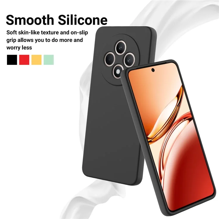 Für Oppo Reno12 F 5G Case Anti-Drop Flüssigsilikon-Handyhülle mit Schlaufe - Schwarz