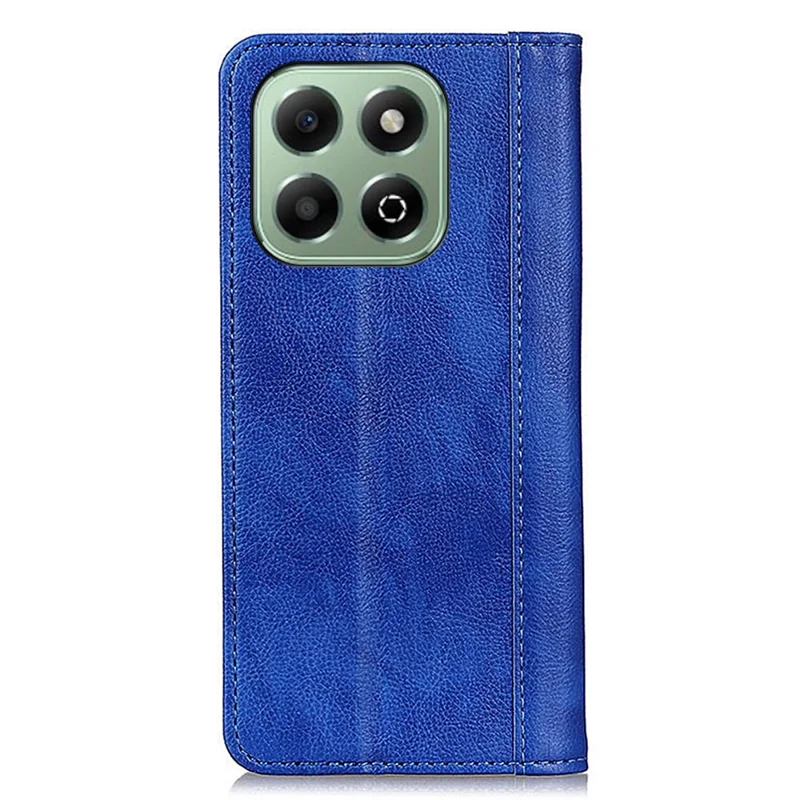 For Honor X6b 4G Stand Case Split Leather Litchi Texture Wallet Phone Cover - Blue