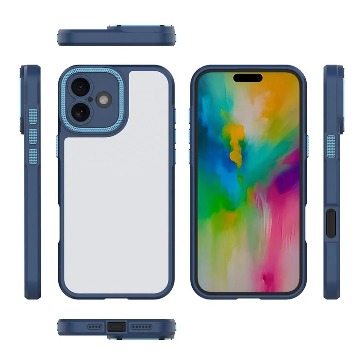 Para Iphone 16 Plus Case Matte Anti-dingprint PC+TPU Teléfono Parta - Azul