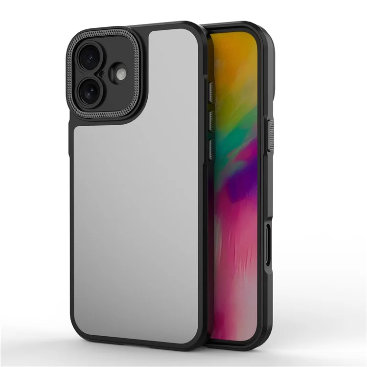 Para Iphone 16 Case Matte Anti-dingprint PC+TPU Teléfono Contro - Negro