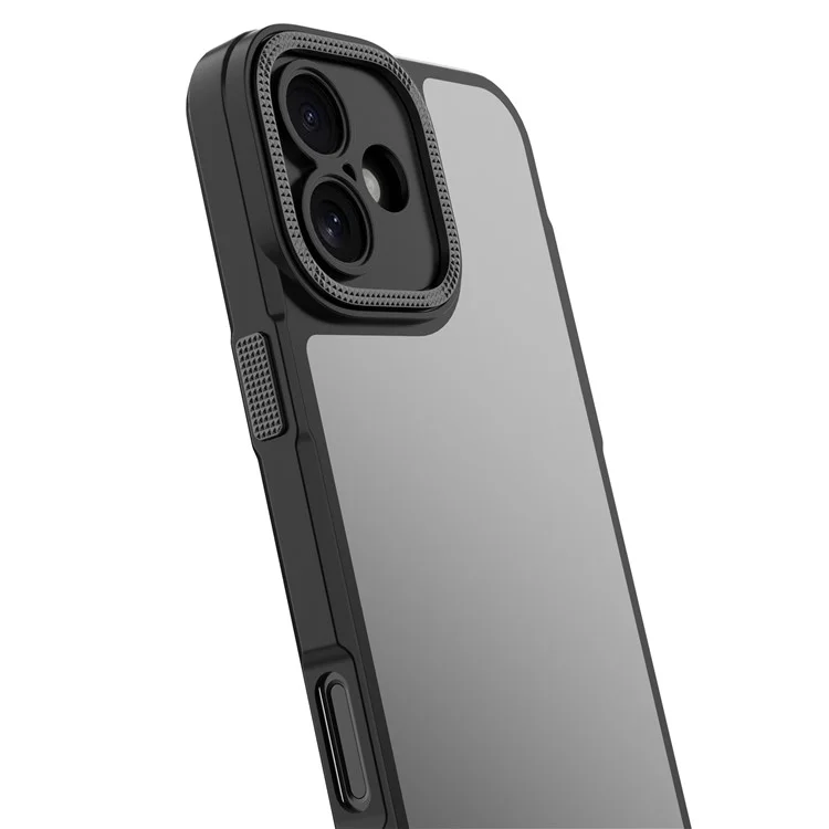 Para Iphone 16 Case Matte Anti-dingprint PC+TPU Teléfono Contro - Negro