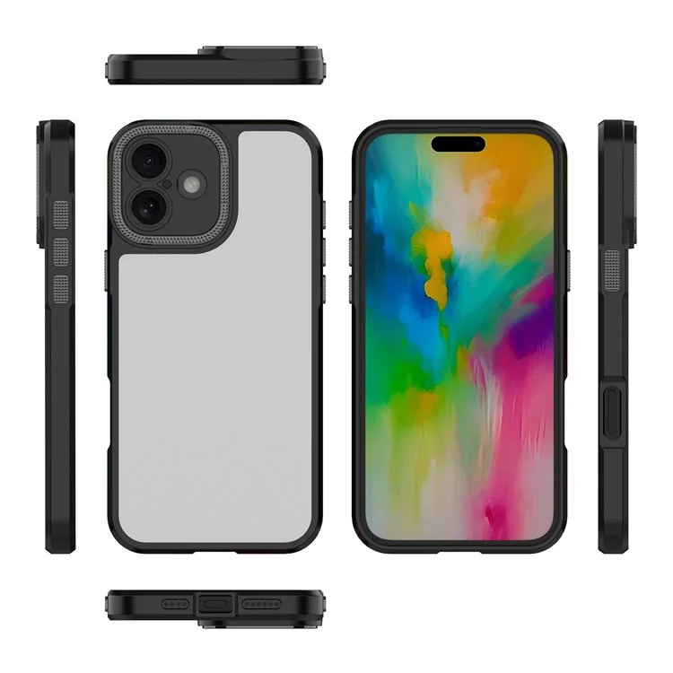 Para Iphone 16 Case Matte Anti-dingprint PC+TPU Teléfono Contro - Negro