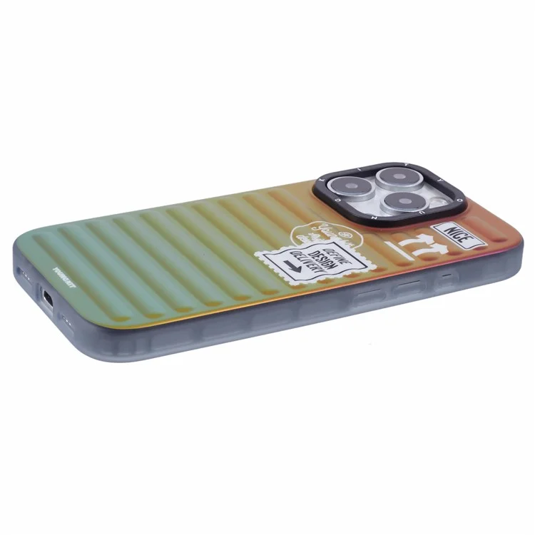 Youngkit Для Iphone 16 Pro Case Suitcase Style TPU + Алюминиевый Сплав Лазерный Градиент - Фиолетовый / Красный / Желтый