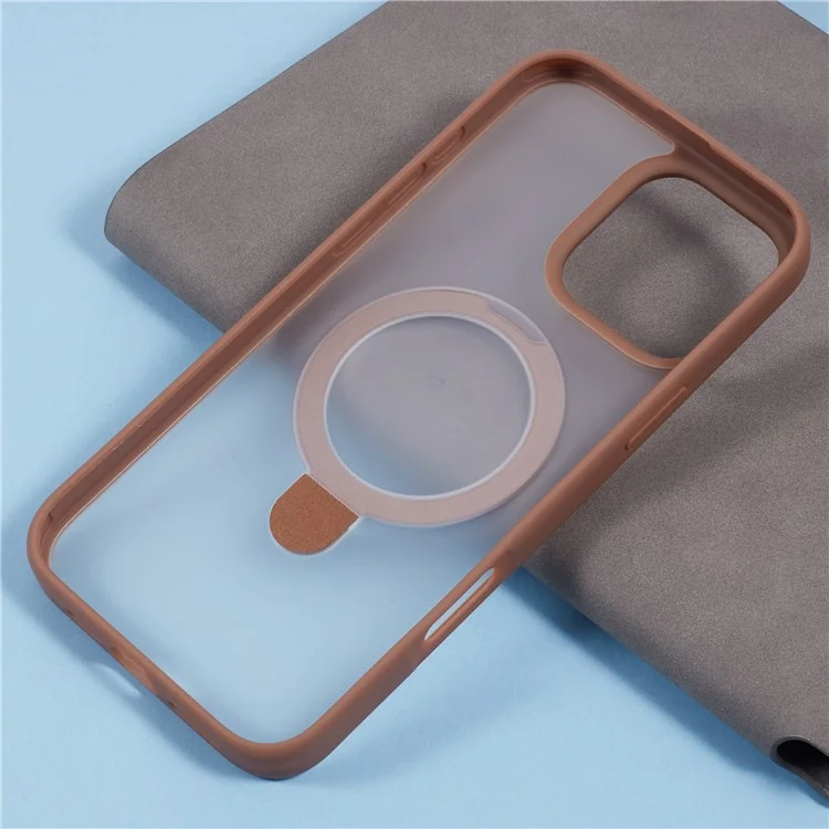 X-LEVEL PITHY STONE II For iPhone 16 Pro Magnetic Case PC+TPU Back Cover Kickstand - Titanium Gold