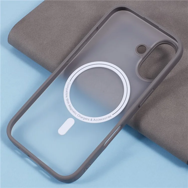 X-LEVEL For iPhone 16 Magnetic Case PC+TPU Matte Anti-Drop Cell Phone Cover - Grey