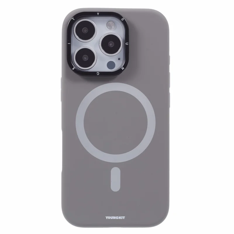 YOUNGKIT For iPhone 16 Pro Case Compatible with MagSafe Lens Kickstand Silicone Phone Cover - Grey