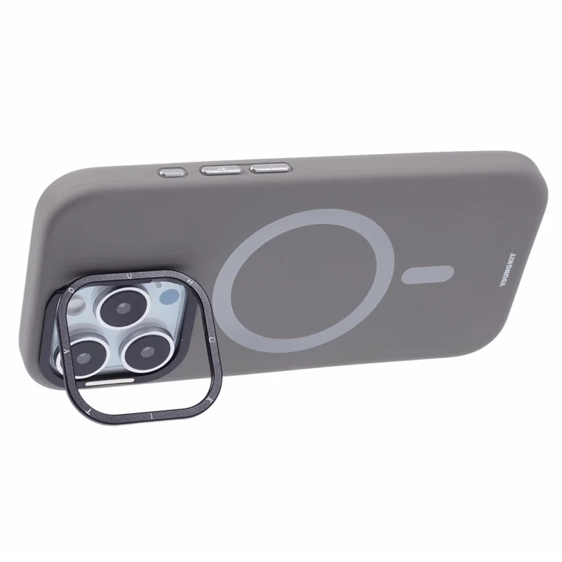 YOUNGKIT For iPhone 16 Pro Case Compatible with MagSafe Lens Kickstand Silicone Phone Cover - Grey