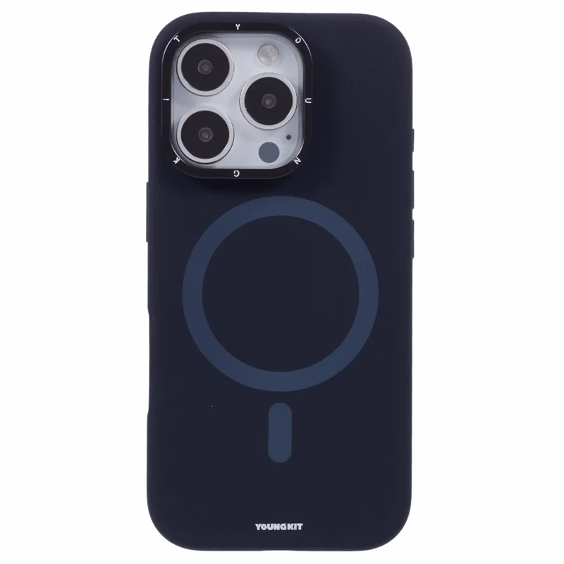 YOUNGKIT For iPhone 16 Pro Case Compatible with MagSafe Lens Kickstand Silicone Phone Cover - Navy Blue