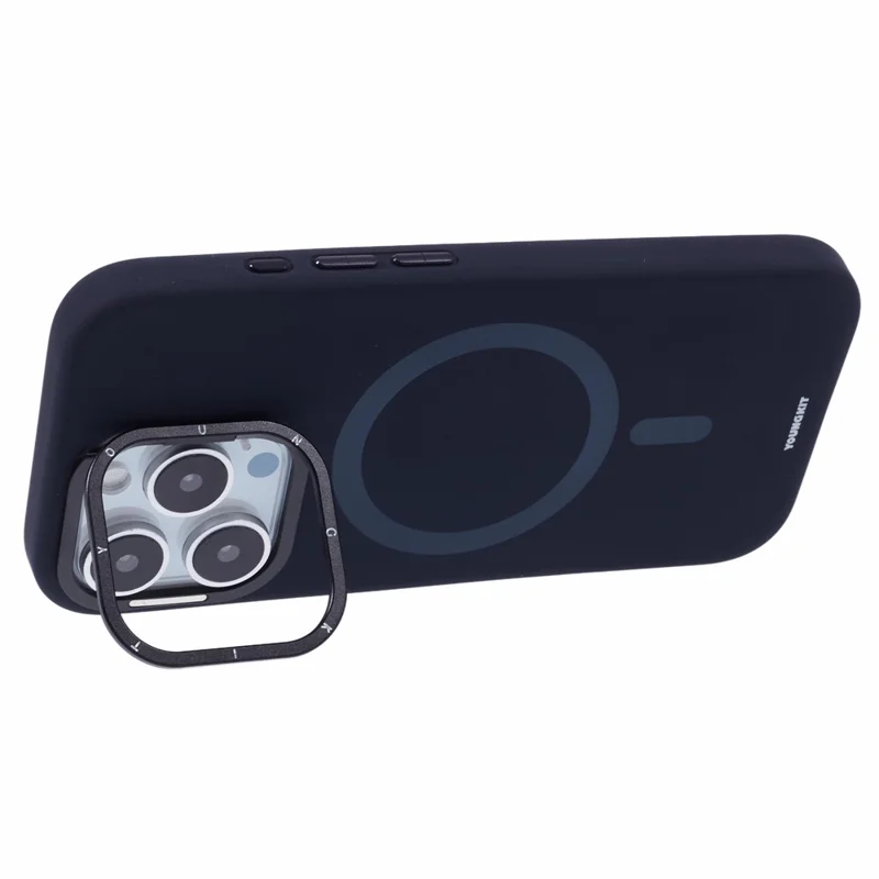 YOUNGKIT For iPhone 16 Pro Case Compatible with MagSafe Lens Kickstand Silicone Phone Cover - Navy Blue