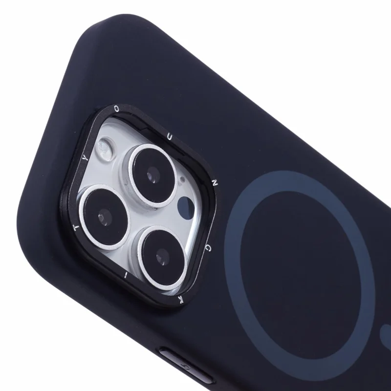 YOUNGKIT For iPhone 16 Pro Case Compatible with MagSafe Lens Kickstand Silicone Phone Cover - Navy Blue