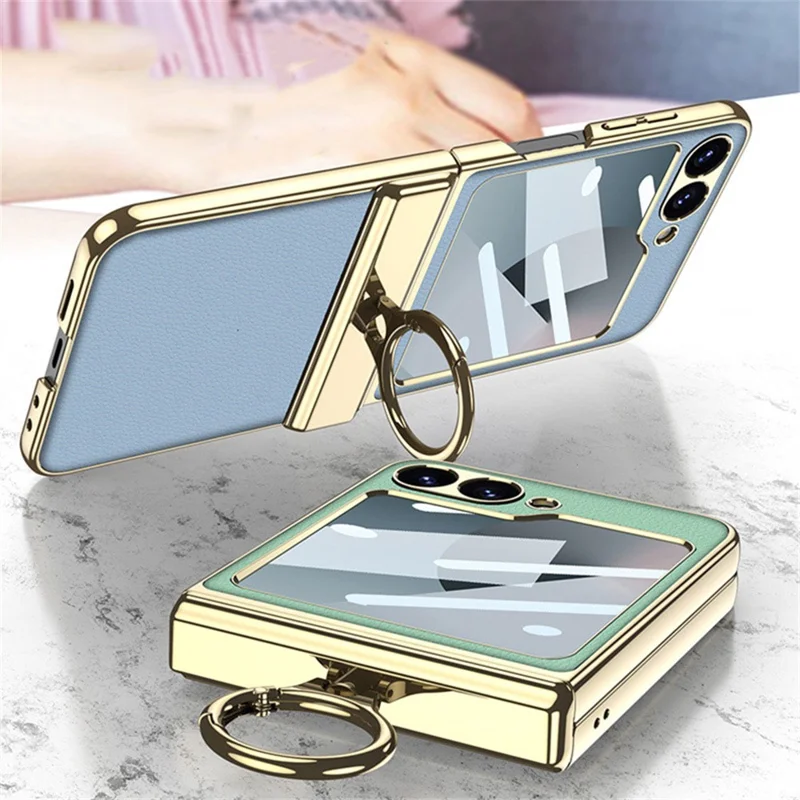 GKK Para Samsung Galaxy Z Flip6 5G Case PC+PU Cubierta Del Teléfono de Kickstand - Negro