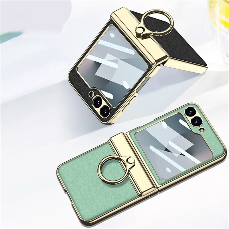 GKK Para Samsung Galaxy Z Flip6 5G Case PC+PU Cubierta Del Teléfono de Kickstand - Negro